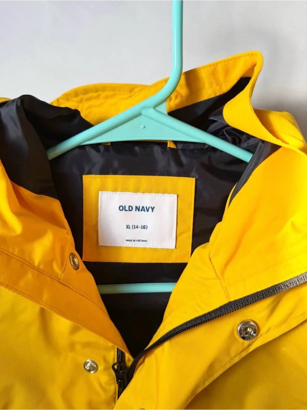 Old Navy Yellow Hooded Kids Rain Jacket Boys Size XL 14-16